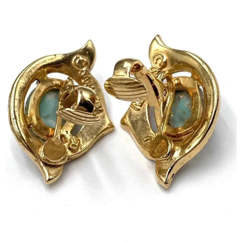 Sarah Coventry Vintage Earrings Clips Clip Ons Gold Tone Estate